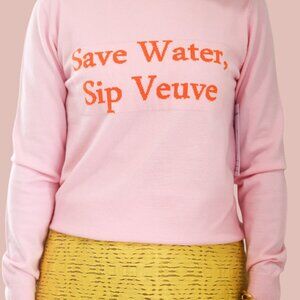 Luxurious Cotton Sweater, Save Water, Sip Veuve. Size XS Brand NEW with Tags